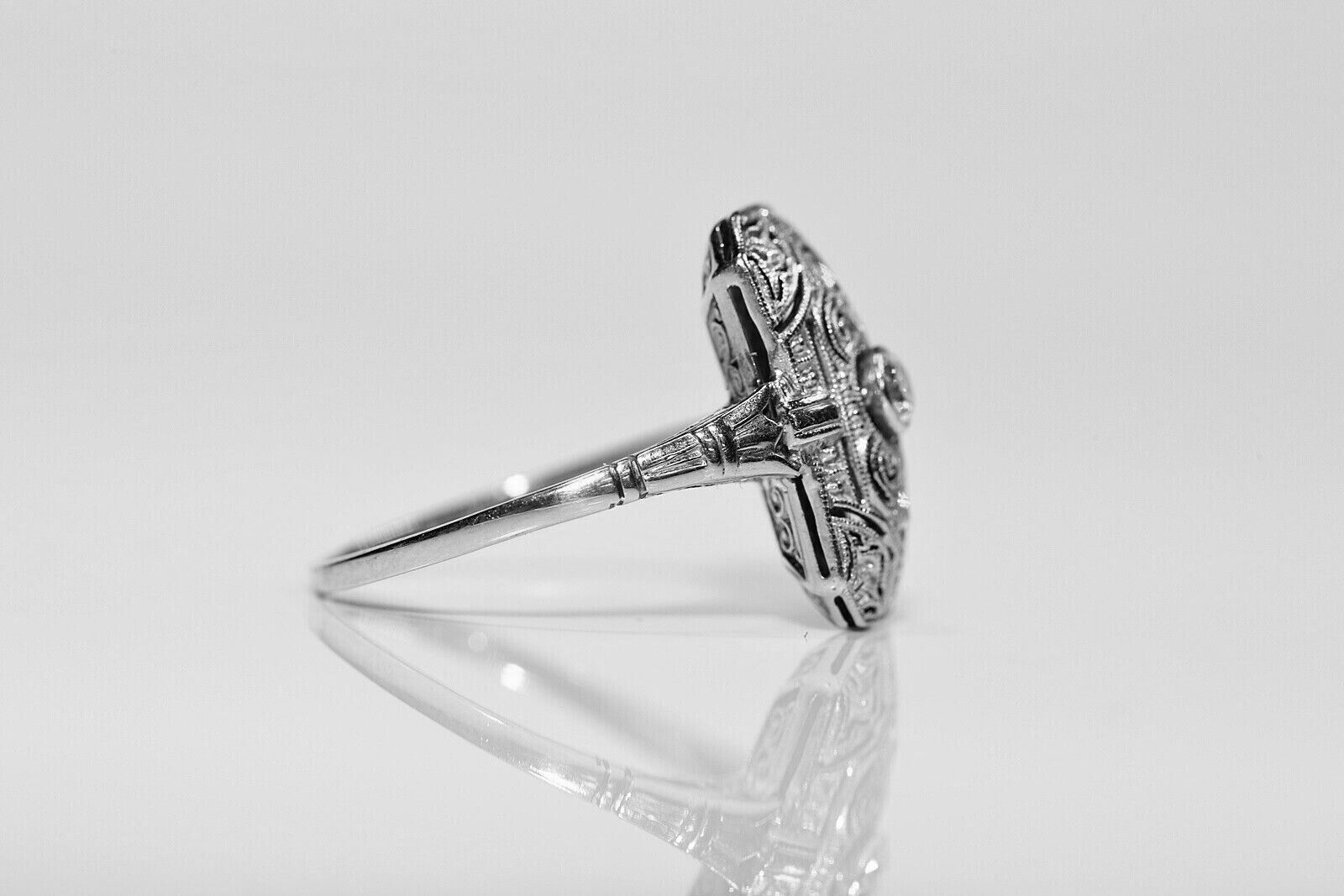 1 CTW White Round Cut Simulated Diamond Wedding Art Deco Antique 925 Silver Ring