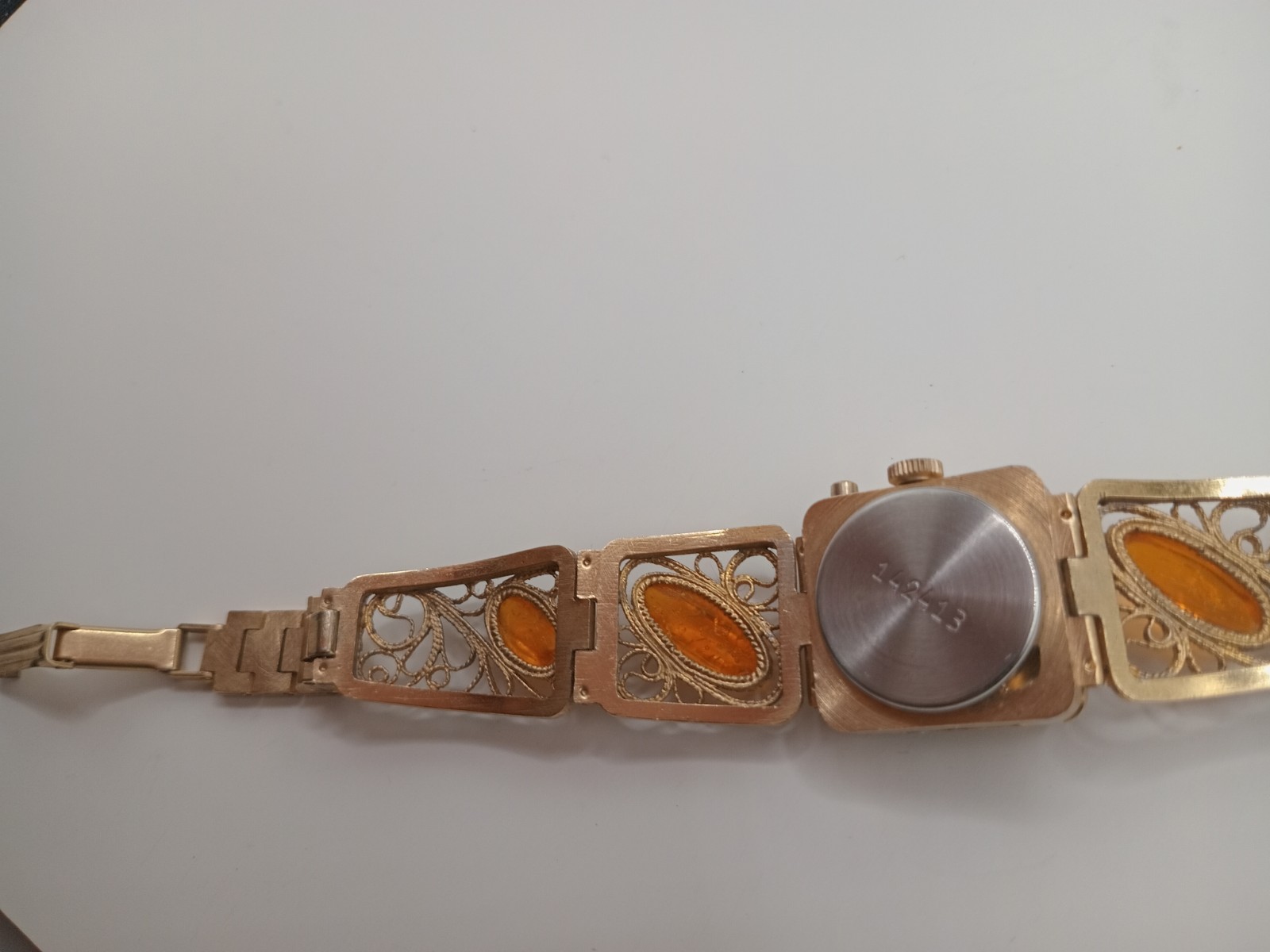 Vintage Watch Soviet “Chaika” with AMBER bracelet filigree FULLY FUNCTIONAL 17J