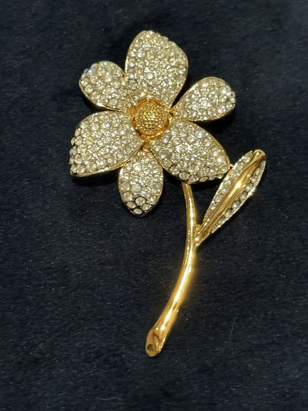 Vintage 60’s CIRO Brooch Pin Daisy Rhinestone Flower Gold-tone Finish High End