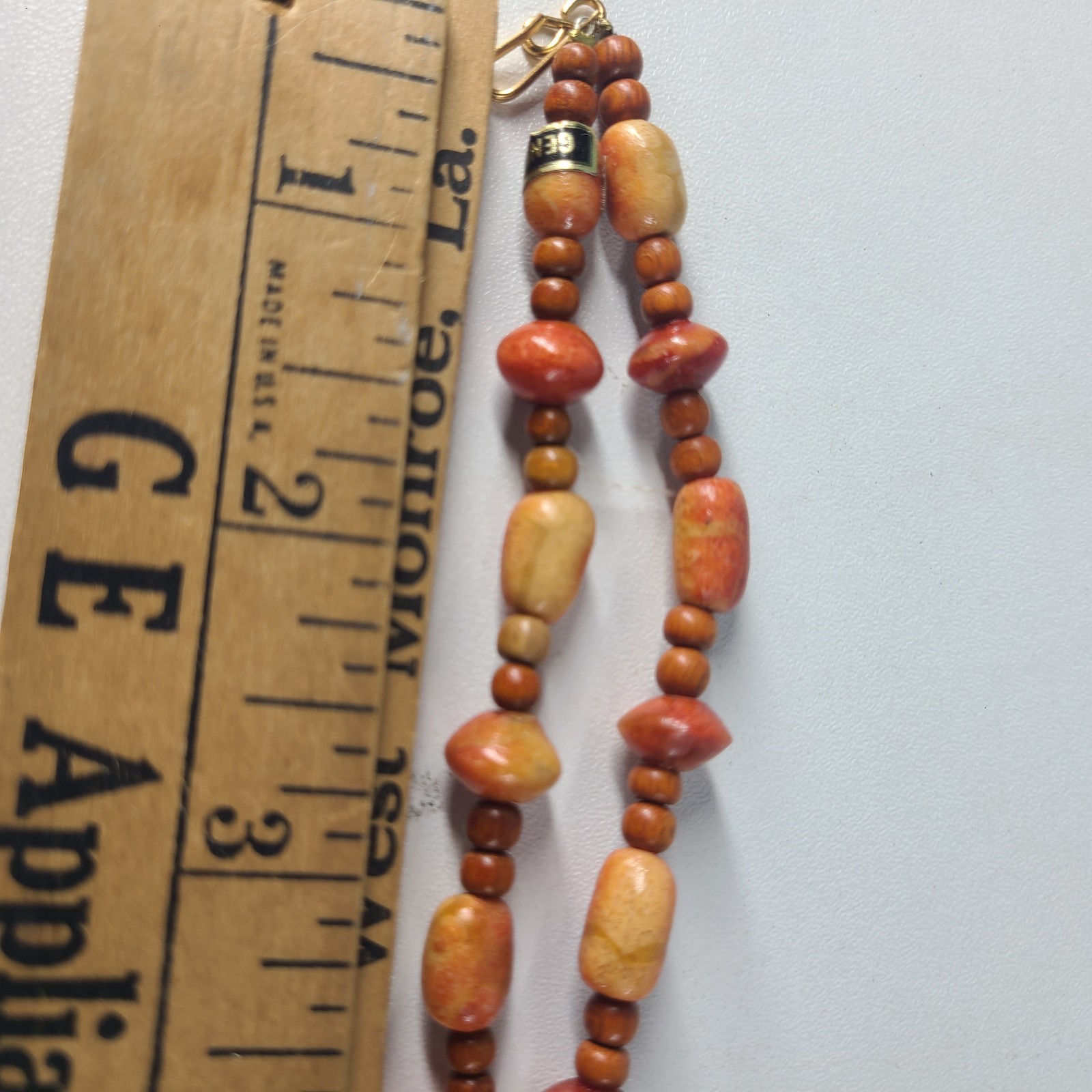 27” Genuine Apple Coral and Wood Beads Necklace – Orange