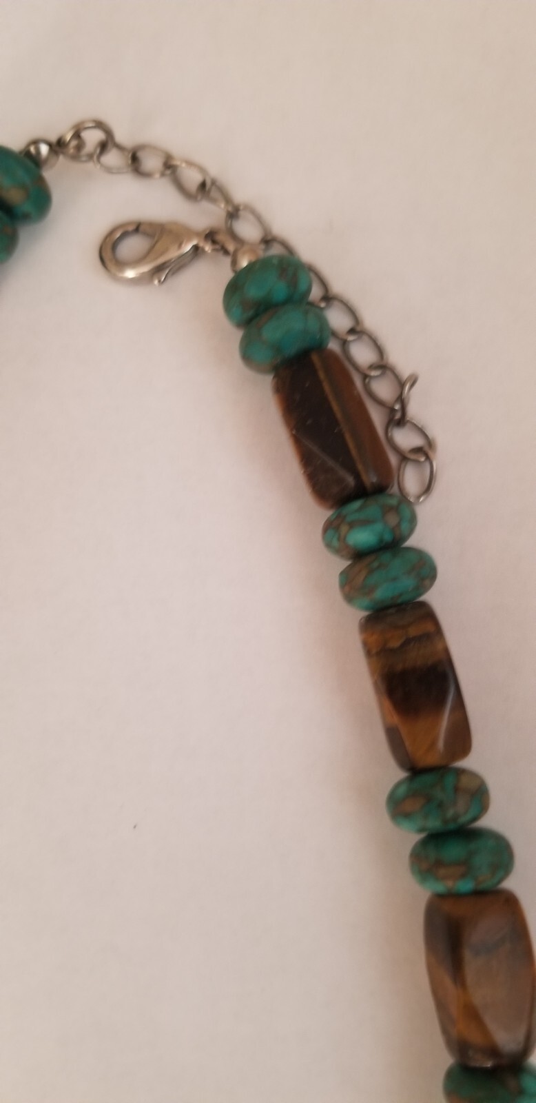 TIGER TIGER’S EYE & FAUX TURQUOISE BEAD BEADED NECKLACE