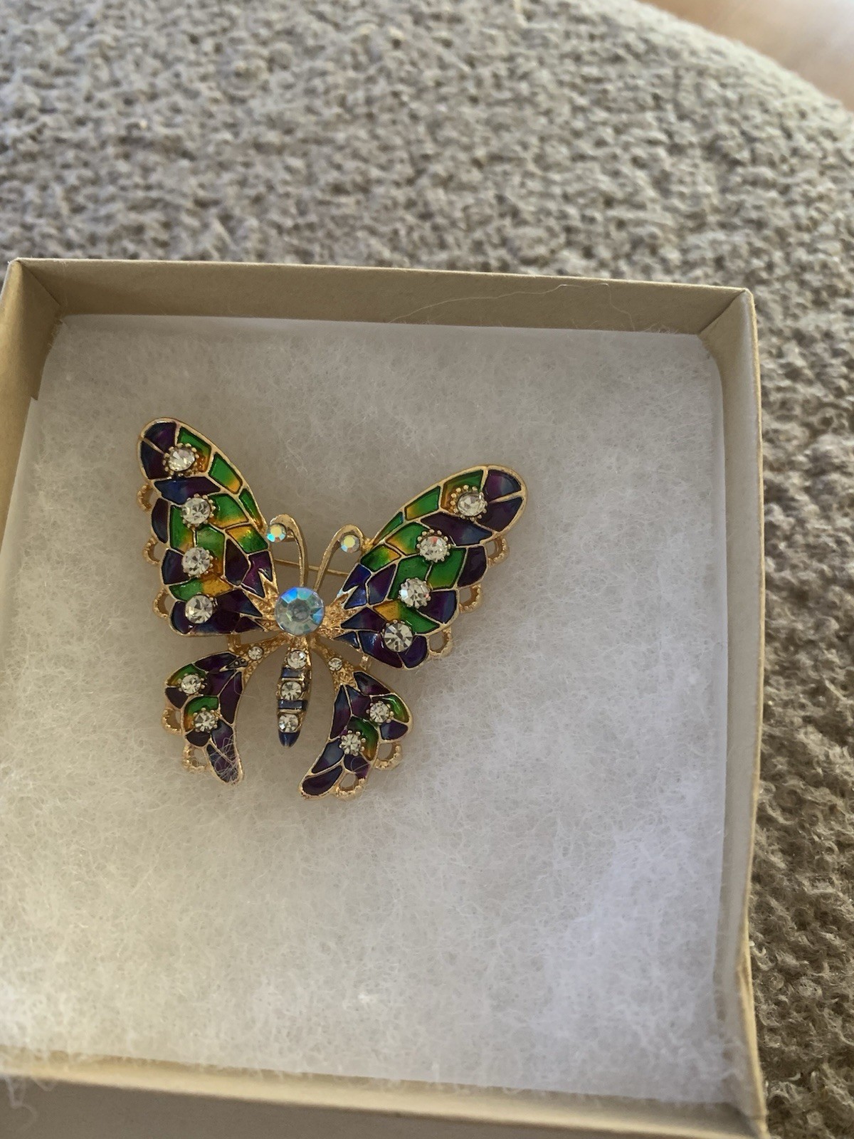 Colorful Diamond Like Inlaid Rhinestones On This Colorful Butterfly Brooch Pin