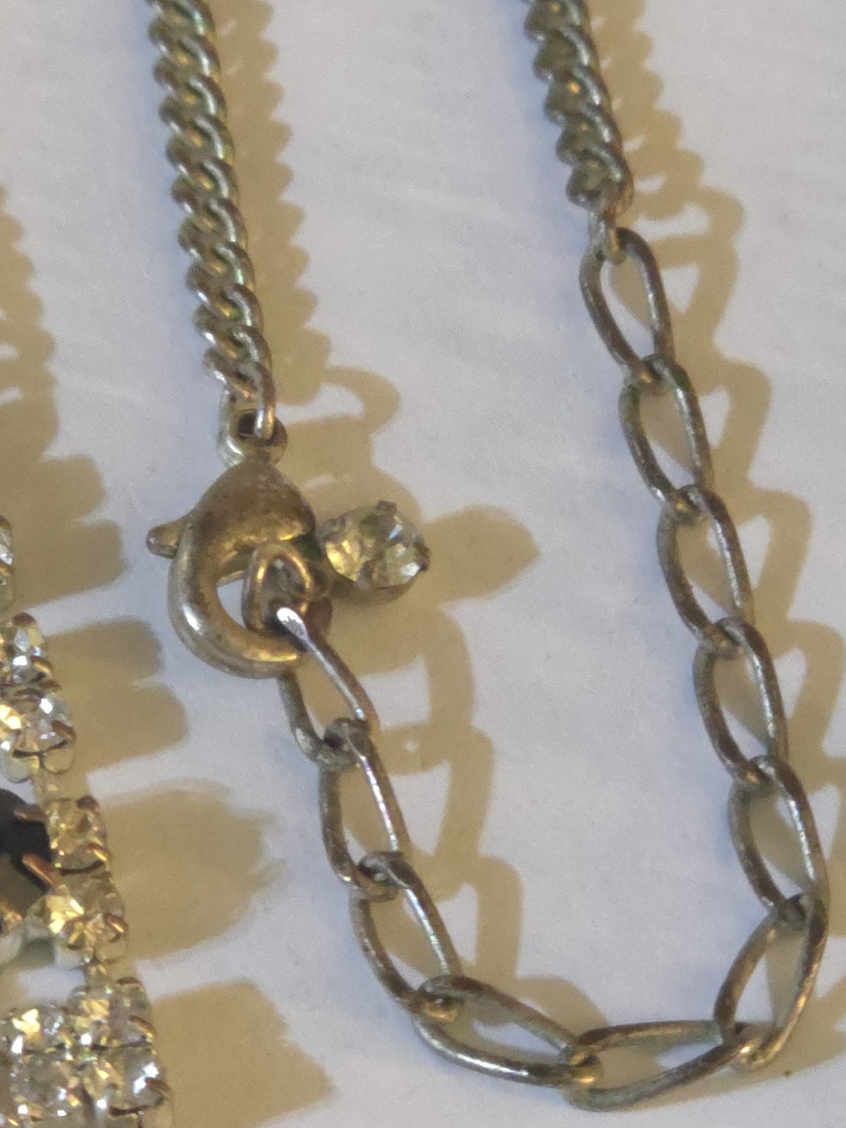 Vintage Rhinestone black clear tennis necklace 18″