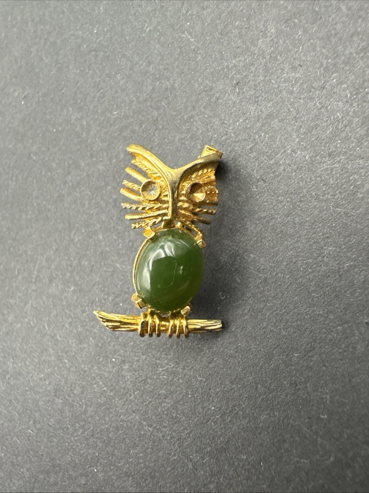 Vintage AC Jelly Belly .75” Sterling Silver Owl Pin Brooch Gold Plate