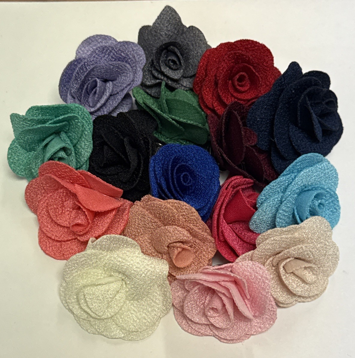ROSE FIGURE JEWELRY LOT CLOTH FLOWER PINS RING BRACELET MULTICOLOR LOT NEW 19pc