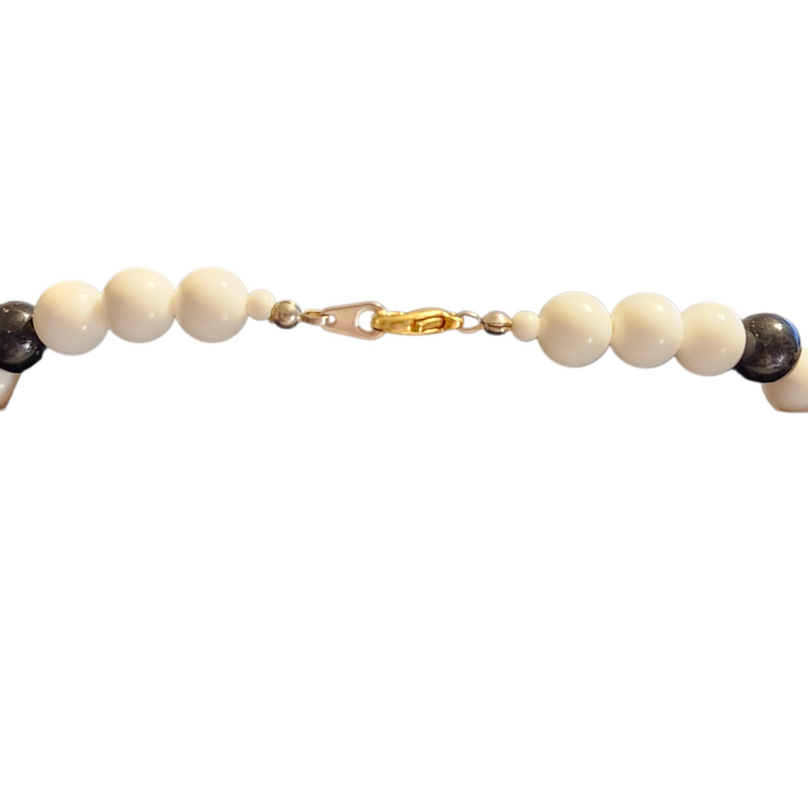 Beaded Black White and Striped Chunky Necklace Classic 1980s Retro 27”