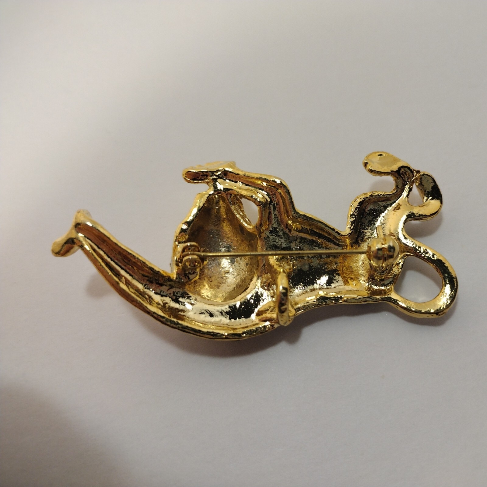 Vintage Black Yellow Gold Tone Cat Leopard Silver Tone Sparkle