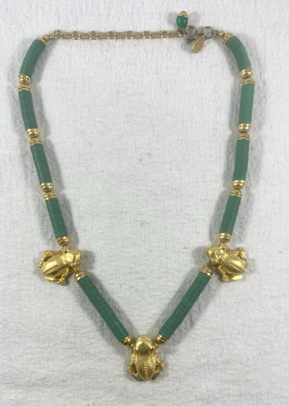 Vintage Gay Boyer Frog Necklace 16” Long