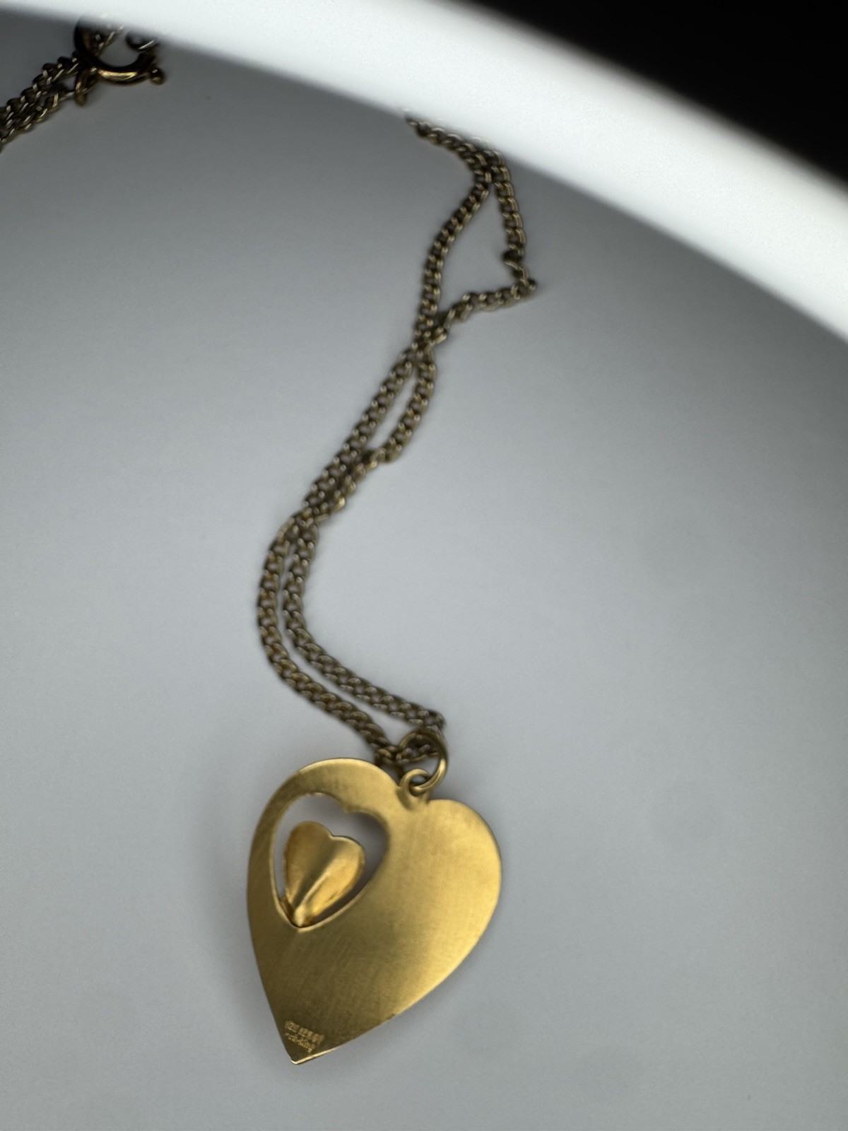 Vintage 12K GF rch-king Heart Necklace Pearl Accent Mid Century Sweet