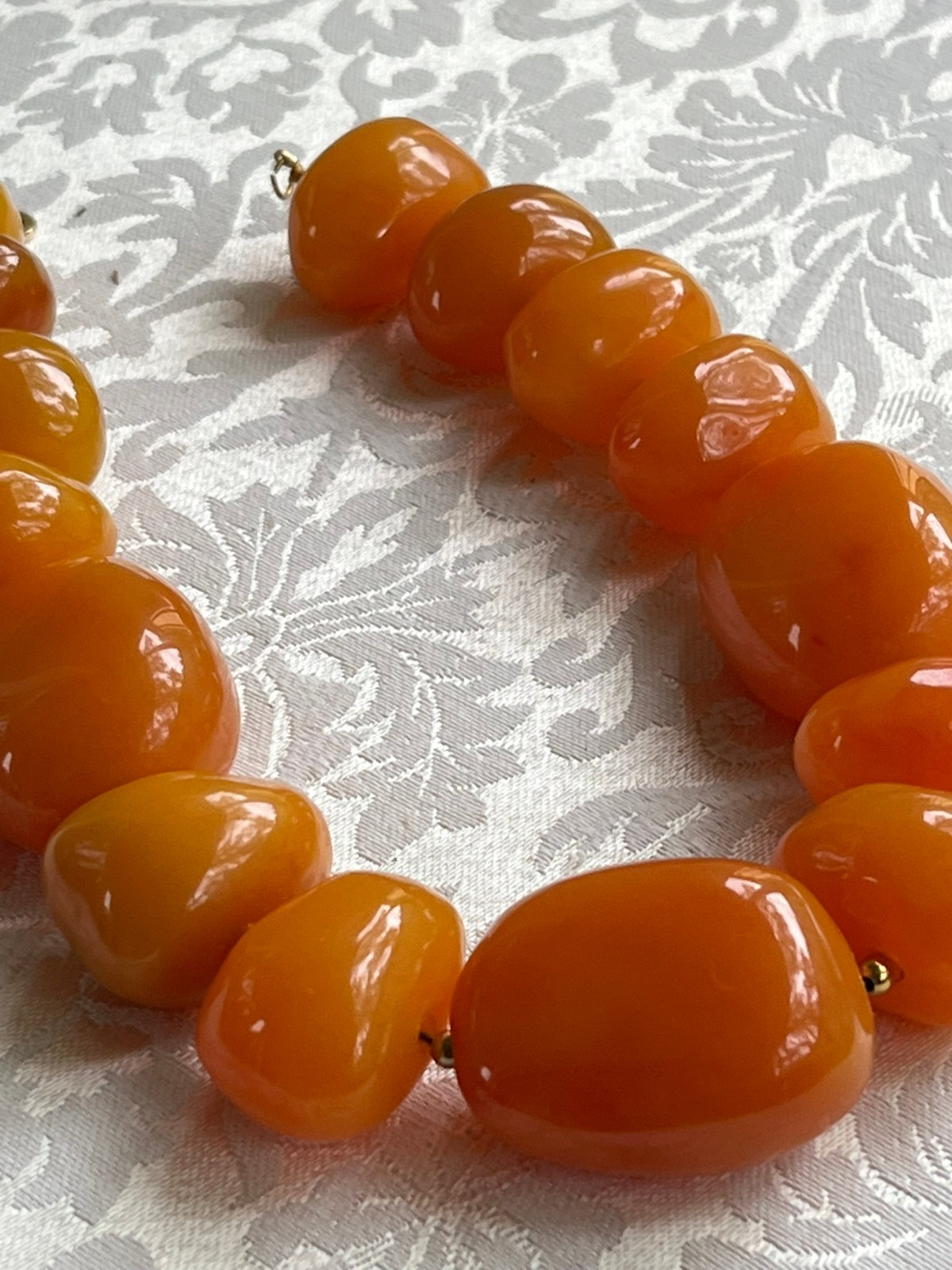 Kenneth Lane Amber Orange Resin Nugget Beaded Chunky Gold Plated Collar Necklace