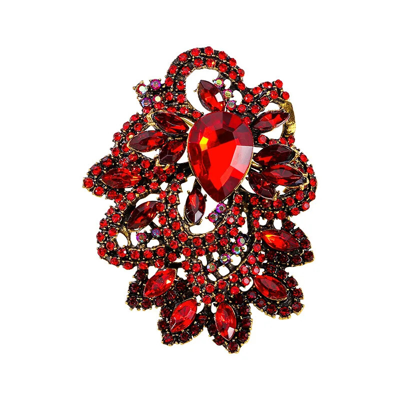 Luxury Exaggerated Full Crystal Flower Brooches Badges Fashion Accessories