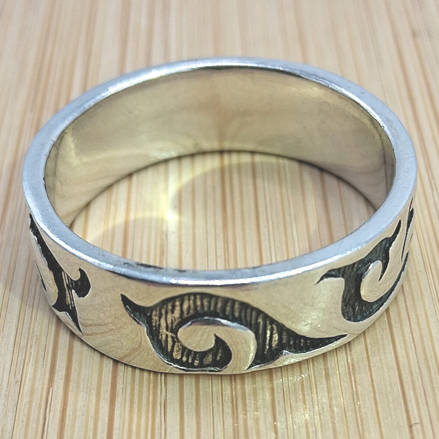 Vintage Southwestern Design Sterling Silver Band Ring Sz12