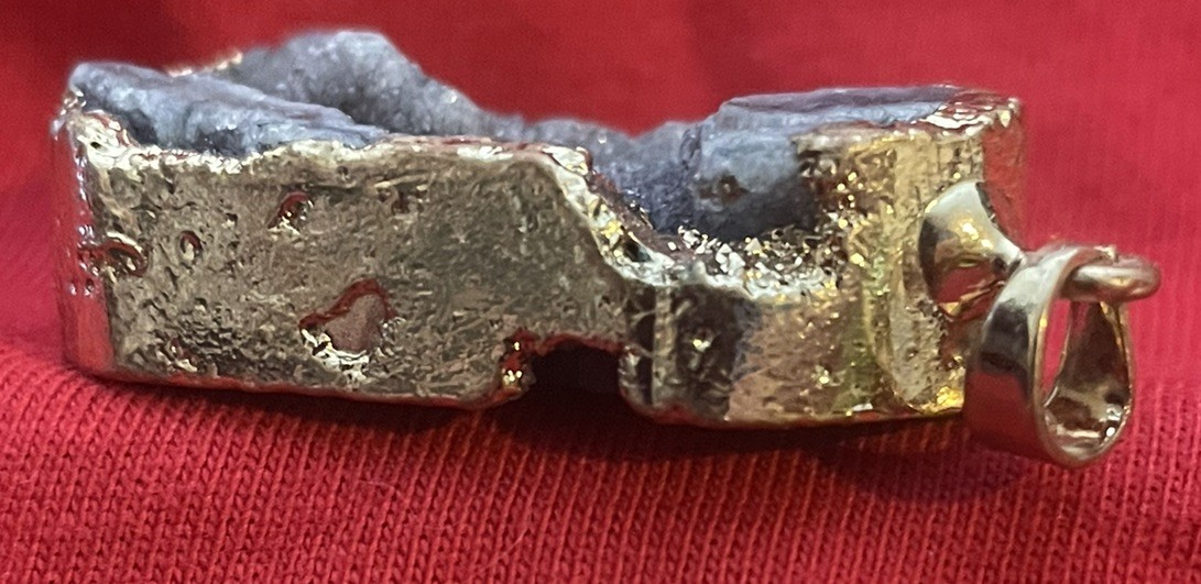 Gorgeous Purple Gray Slice of a Geode-Pendant Setting-Handmade (8)