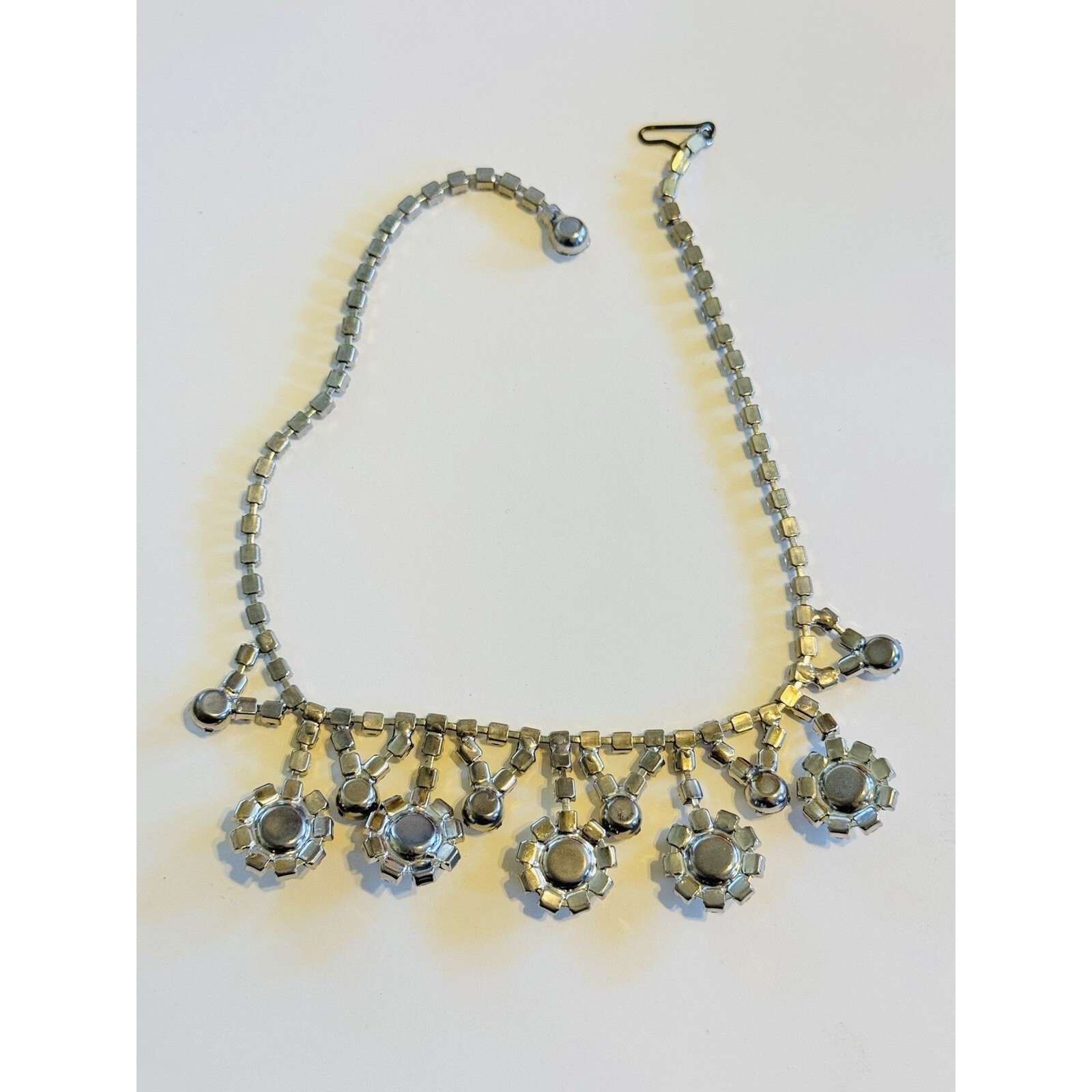 VTG Austrian Crystal Rhinestone Necklace Collar Statement Sparkly Jeweled 16″