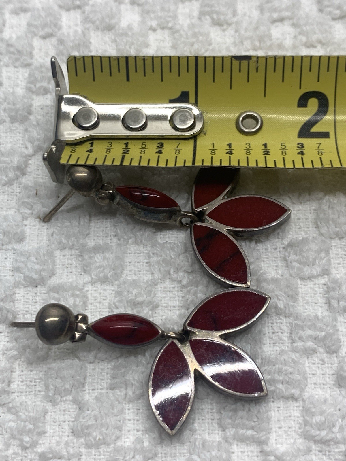 Bracelet & Pierced Earrings matching set 950 Silver Jewelry marked 64 grams