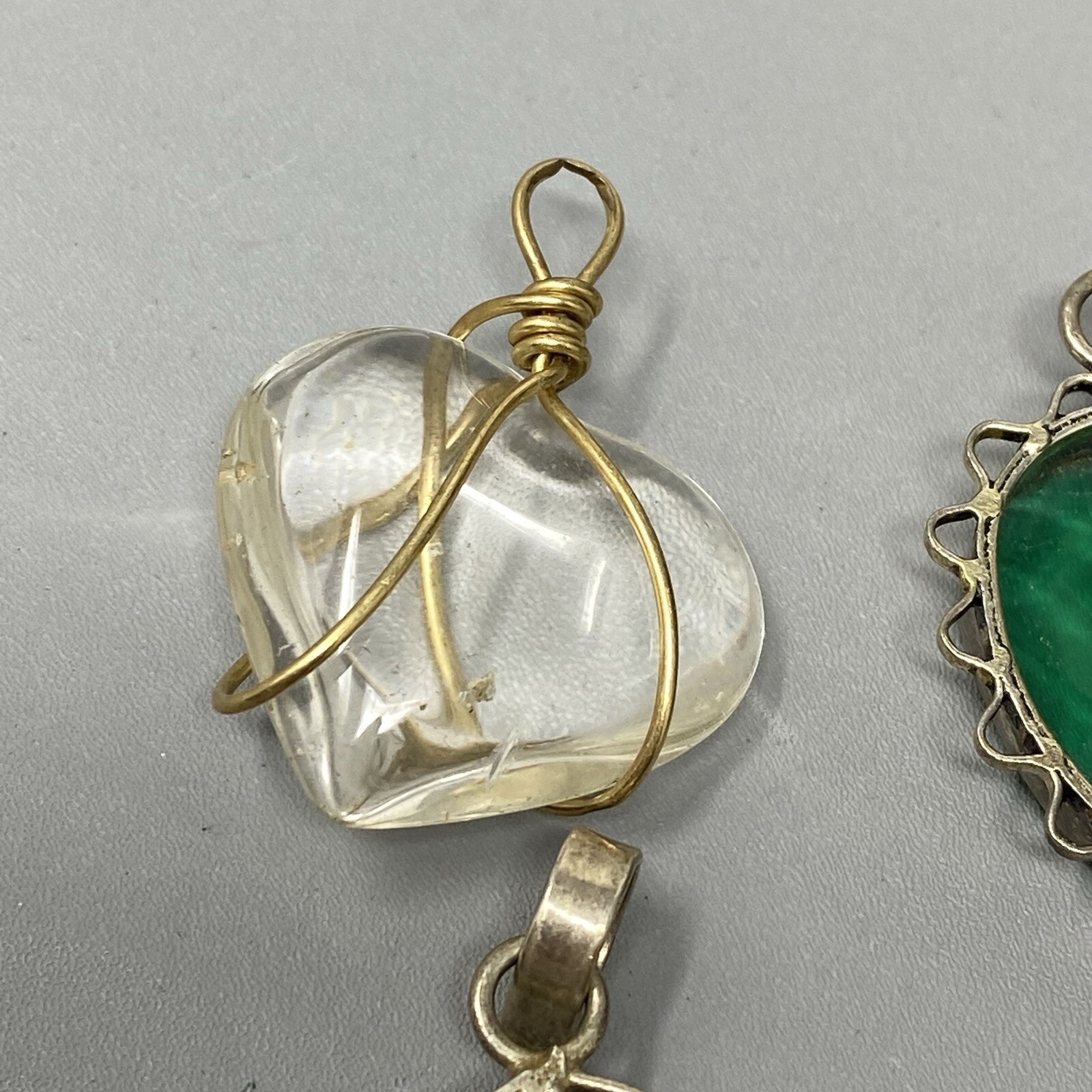 Pedant Lot of 5 Mixed Stone Glass Boho Artisan No Chain Quartz Heart Butterfly