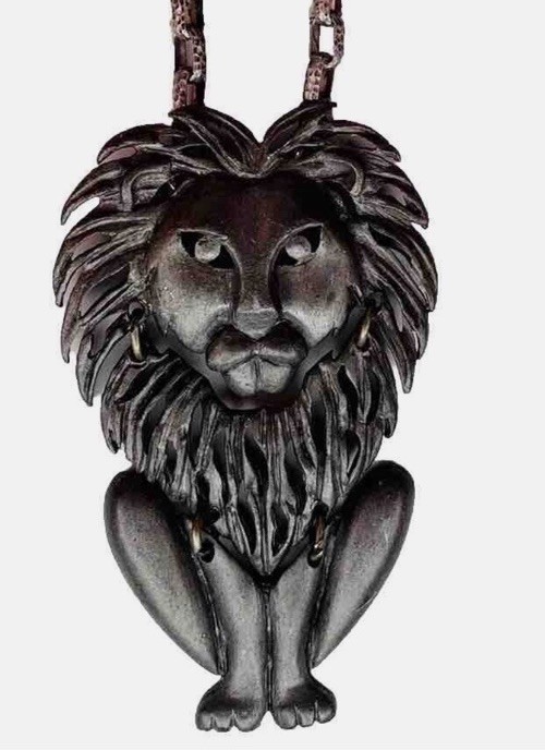 VTG Lion Silver Tone Pendant W/ 20″ Thick Chain *2 Articulated Crouched Wild