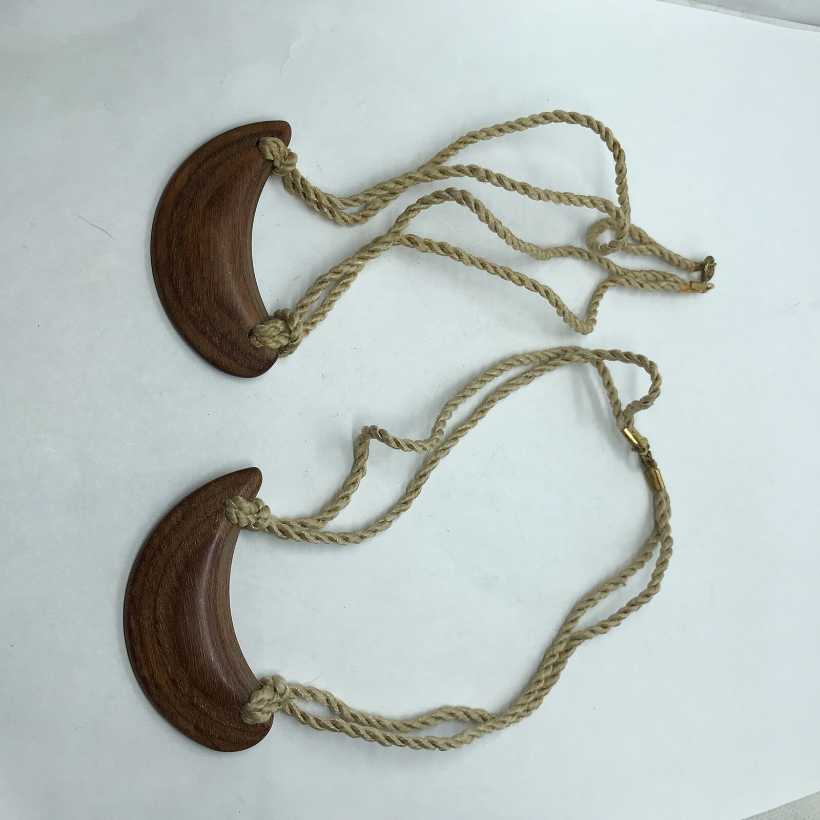 Vintage Necklace Lot Boho Wood Corded Natural Earth tones Brown Choker 70s hippy