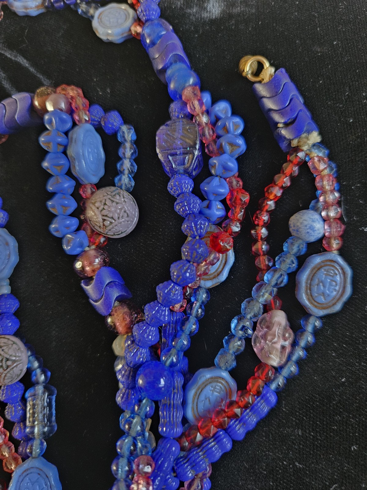 ANTIQUE NEIGER 1920s ART Deco BLUE GLASS BEAD Necklace