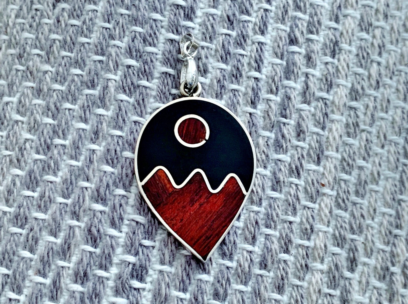 Vintage Modernist Sterling Pendant Silver 925 Onyx Artisan Bold