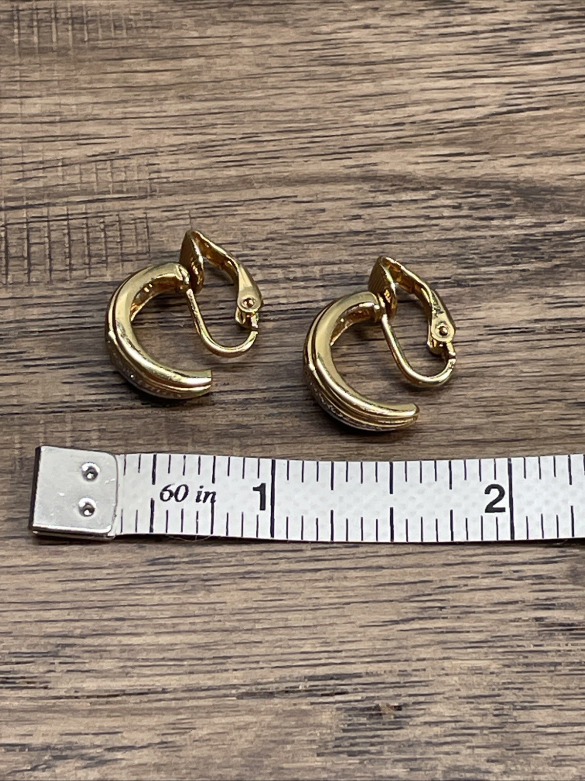 Vintage Two Tone Dangle Drop Hoop Earrings Estate Jewelry Find KG JD