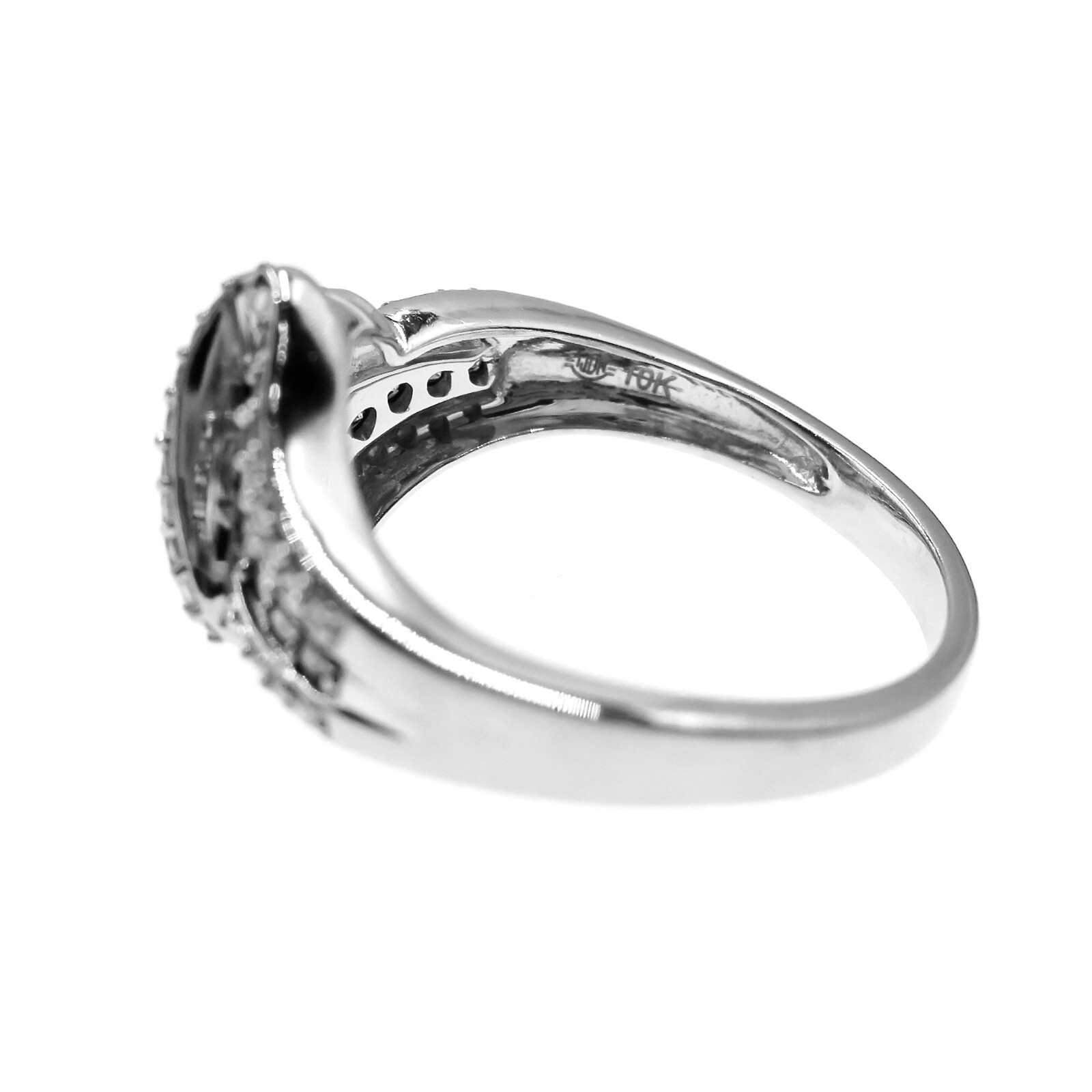 10k Solid White Gold Natural Champagne Colored and White Diamond Ring Size 7