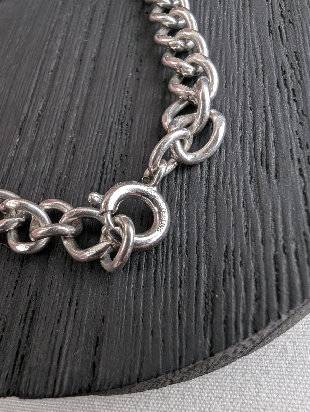 Vintage Signed ACo Sterling Silver Curb Link Starter Charm Bracelet 7.25″ 8.9g