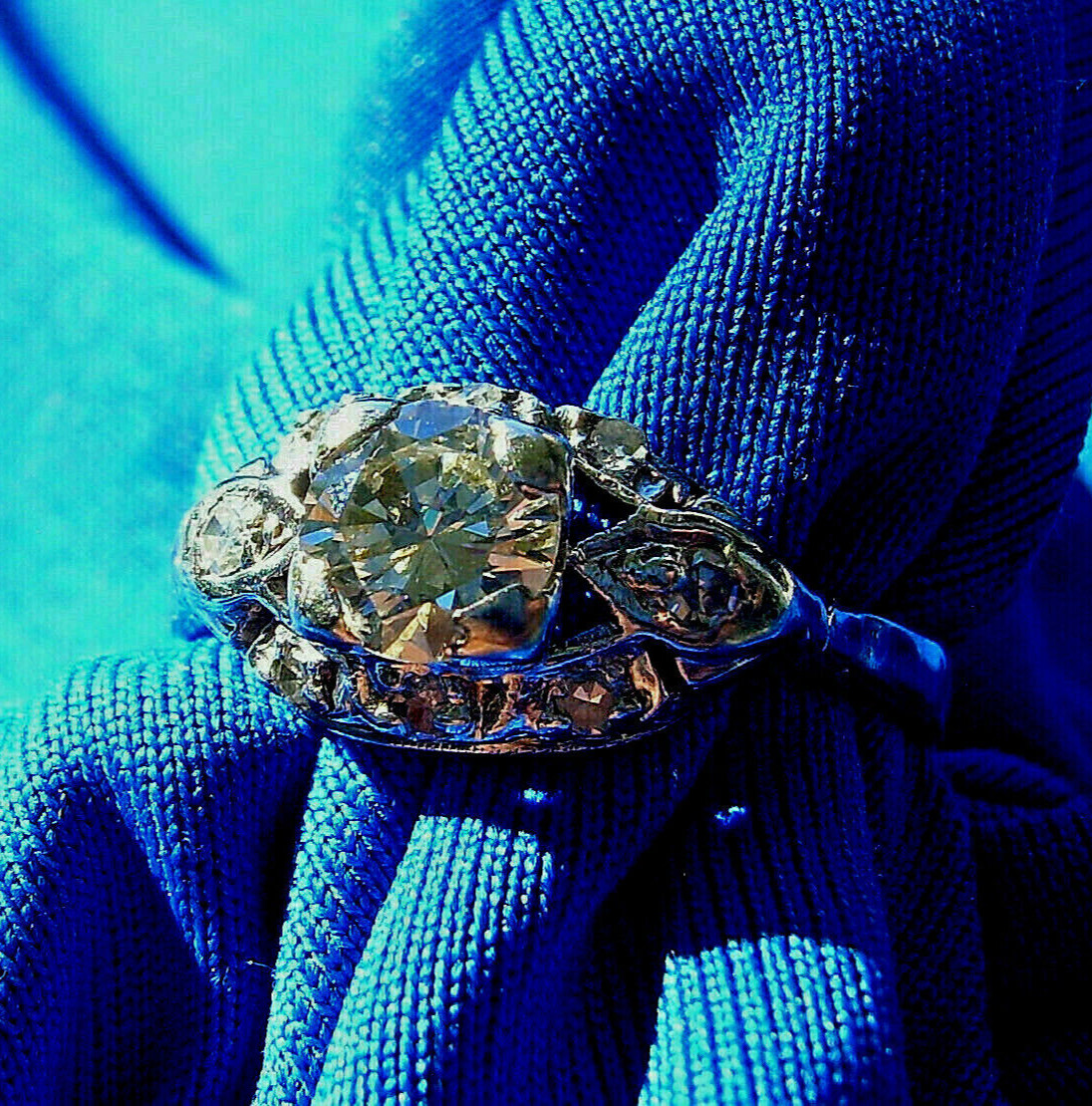 Original EARTH MINED DIAMOND Deco Engagement Ring Antique PLATINUM Solitaire S 8