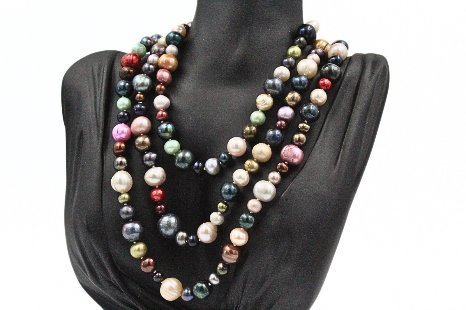 Charming Multi Color Dyed Freshwater Pearl 7-12mm Gray Green White HSN Necklace