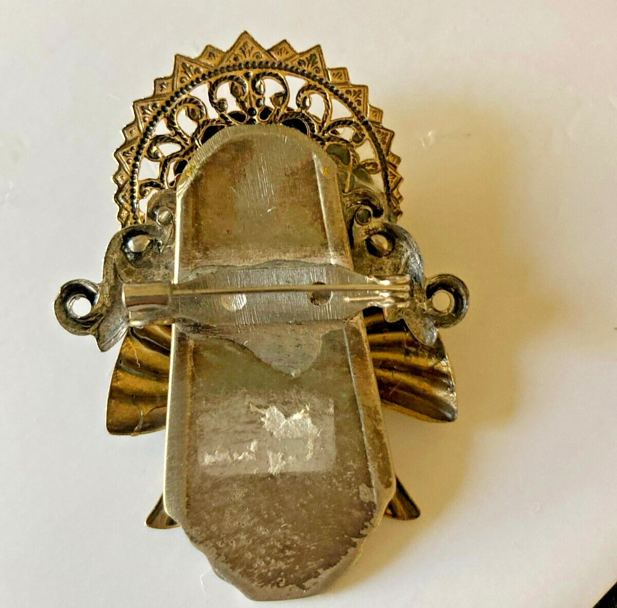 Pendant/Pin Repurposed Silver Flatware Mixed Metals Vintage 80’s Piece