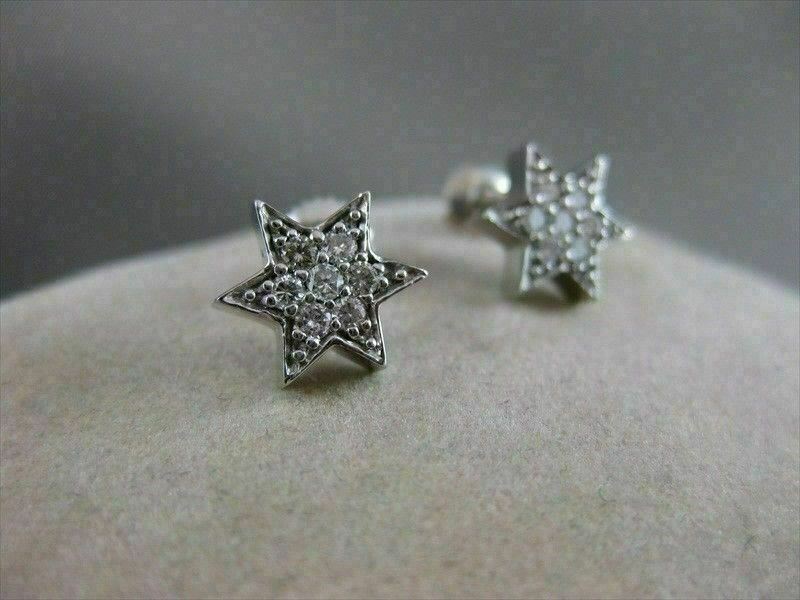 ANTIQUE .50CTW DIAMOND STAR CLUSTER 14K WHITE GOLD POST EARRINGS FG VVS/VS #5272