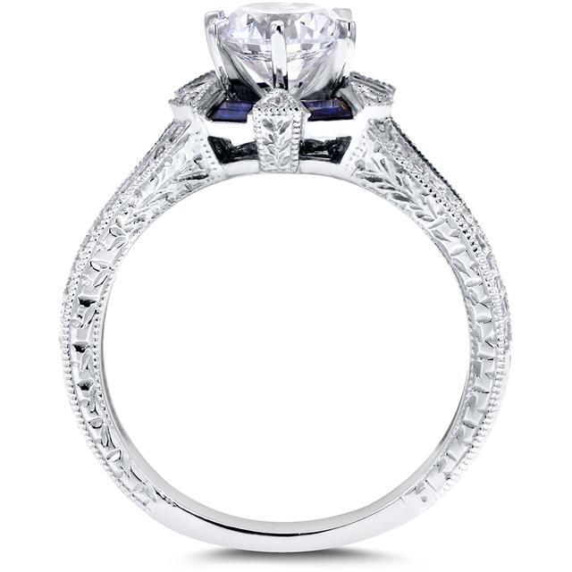 1.38Ct White Round Cut Simulated Diamond Art Deco Wedding Sterling Silver Ring