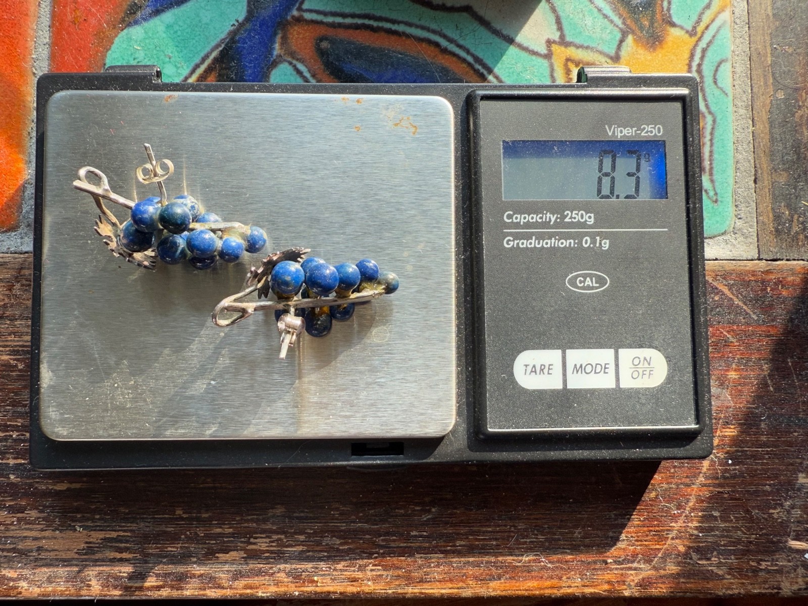 Vintage Morita Gil of Chile sterling silver & Lapis Grape clusters earrings