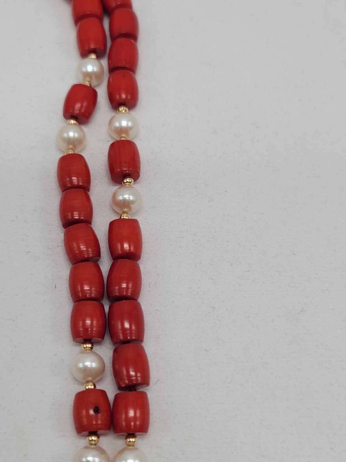 14K GSJ Necklace Pearl Red Coral Extra Long 49 Inches New In Box HSN JEWELRY