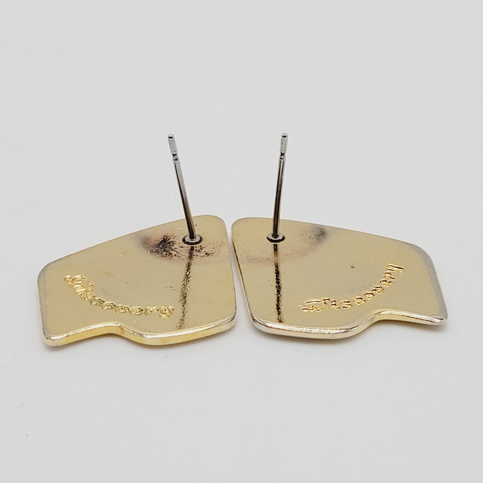 Musical Note White Black Enamel Gold Tone Pierced Stud Vtg Earrings Discovery