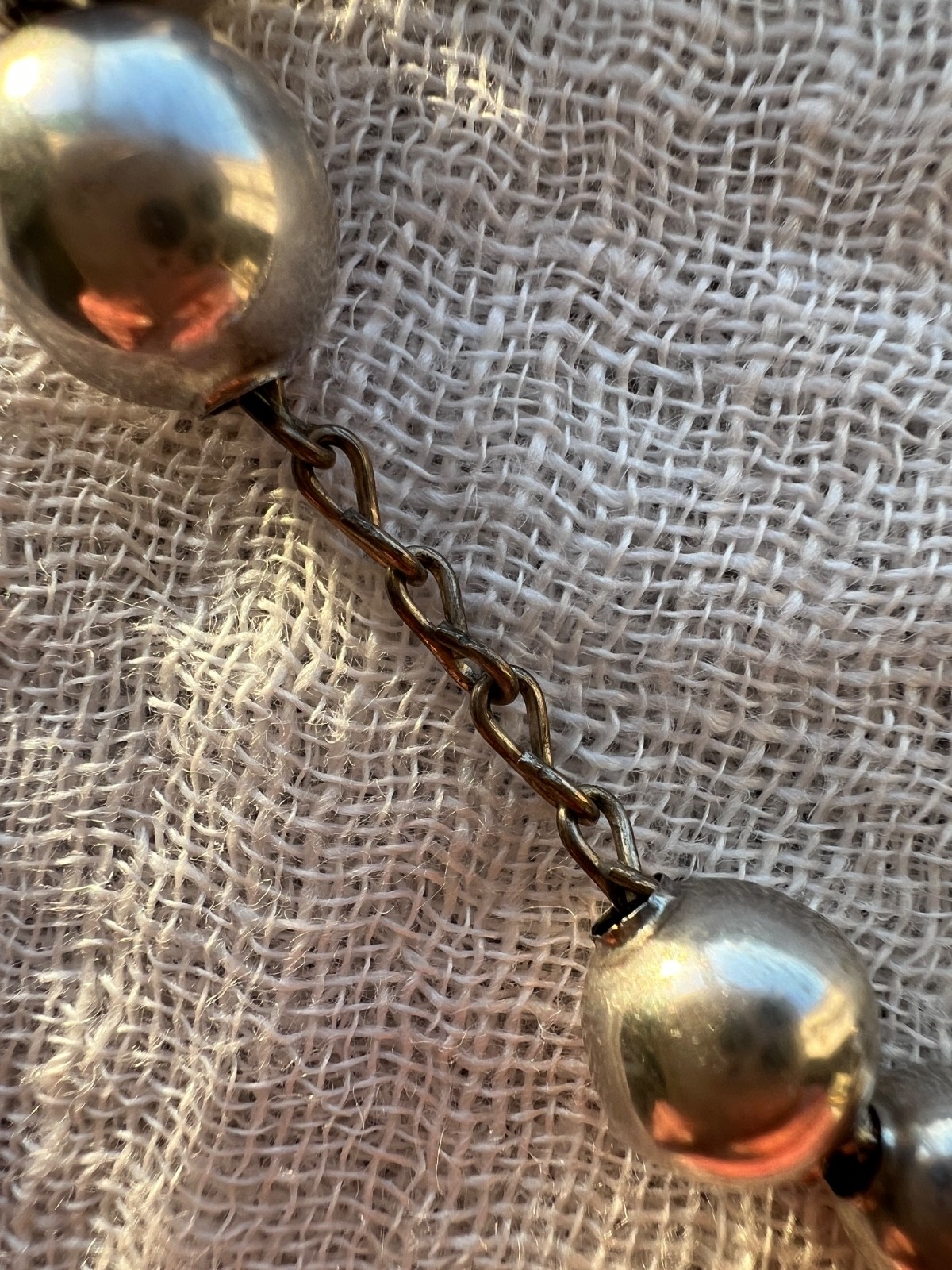 Vintage Iguala Mexico Sterling Silver Graduated Bead Necklace 925 ASA 16.5″