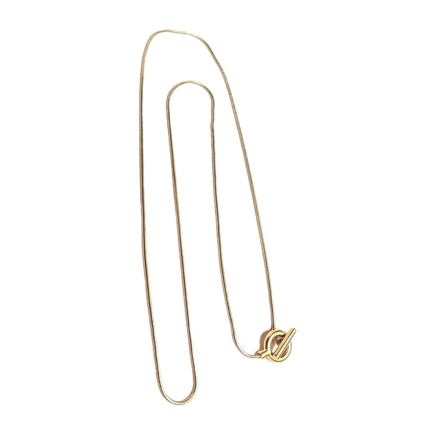 Matte Gold-Tone Snake Serpentine Chain Necklace Toggle Pendant Closure 27″ EUC