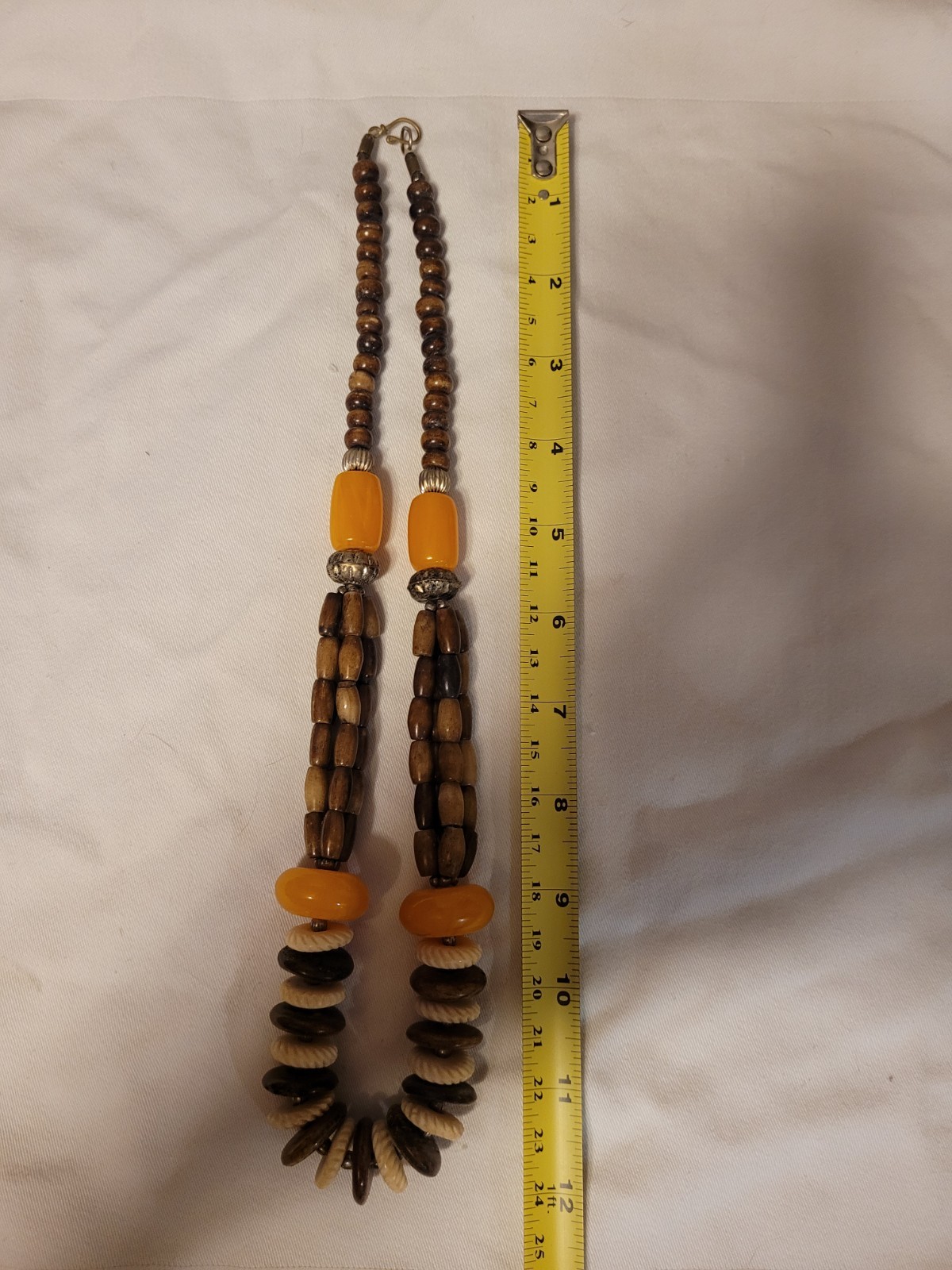 African Natural Horn Resin Metal Large Beads Queen Yellow Summer Necklace