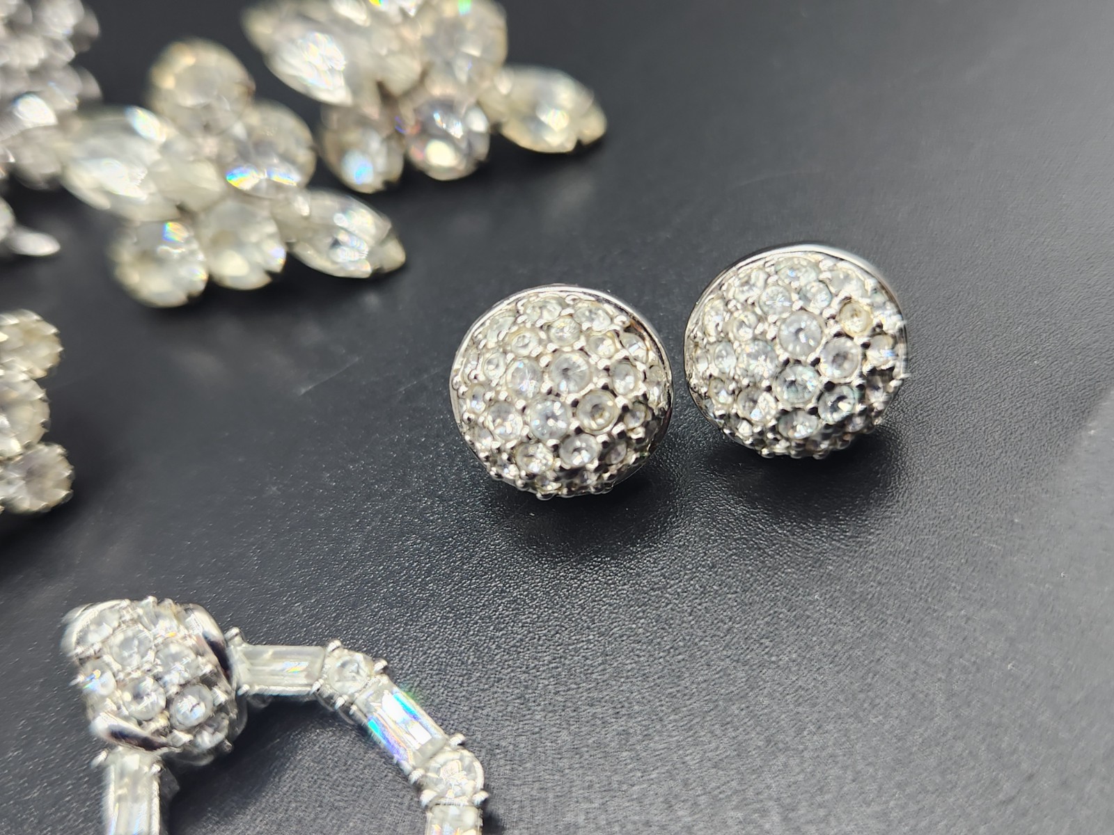 Vintage Rhinestone Earrings and Brooch