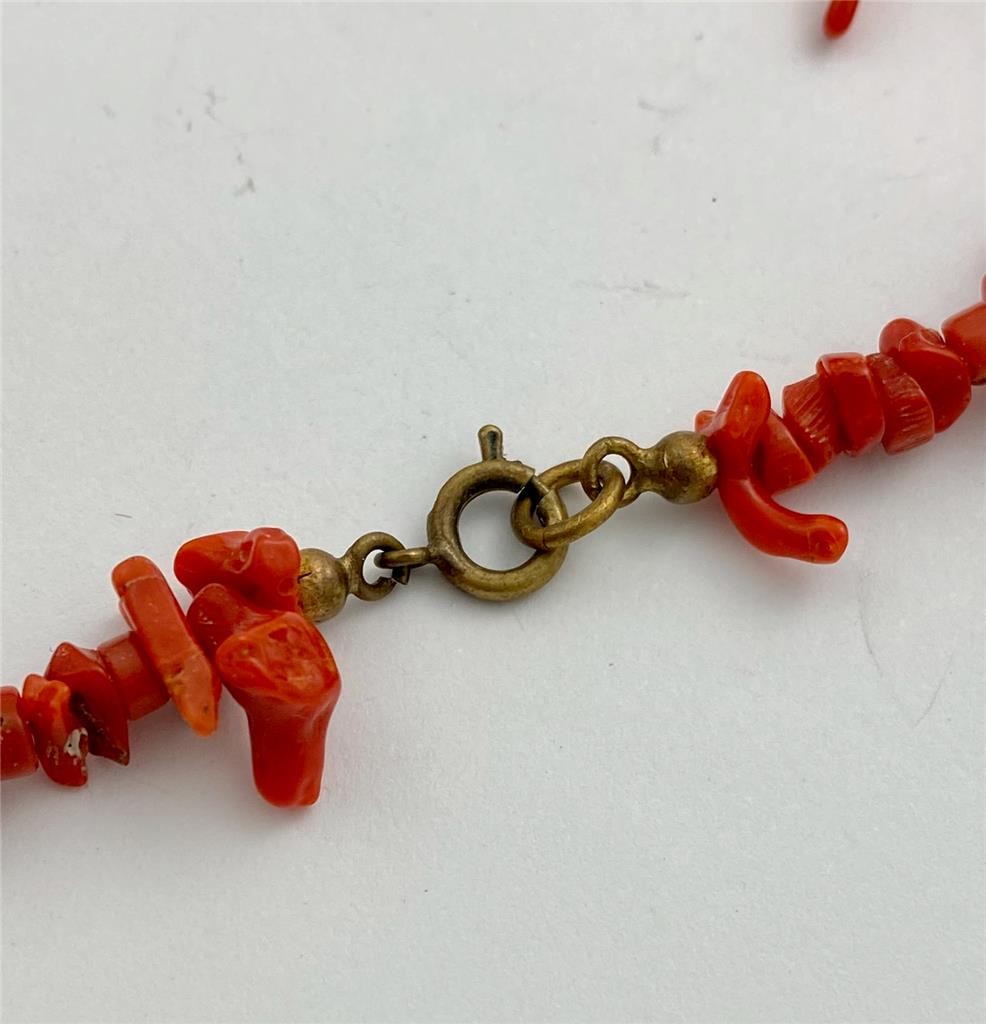 Vintage Genuine Red Branch Coral Beads Graduated Necklace 19″ Long