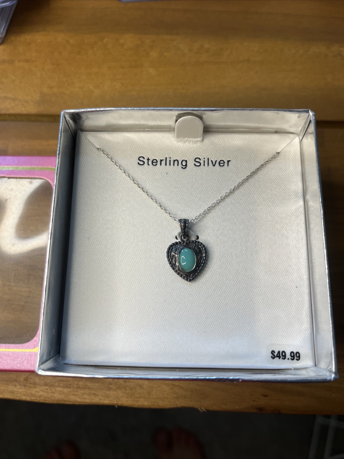 Vintage 925 Steerling Silver DBJ Thai Heart Necklace With Blue Stone