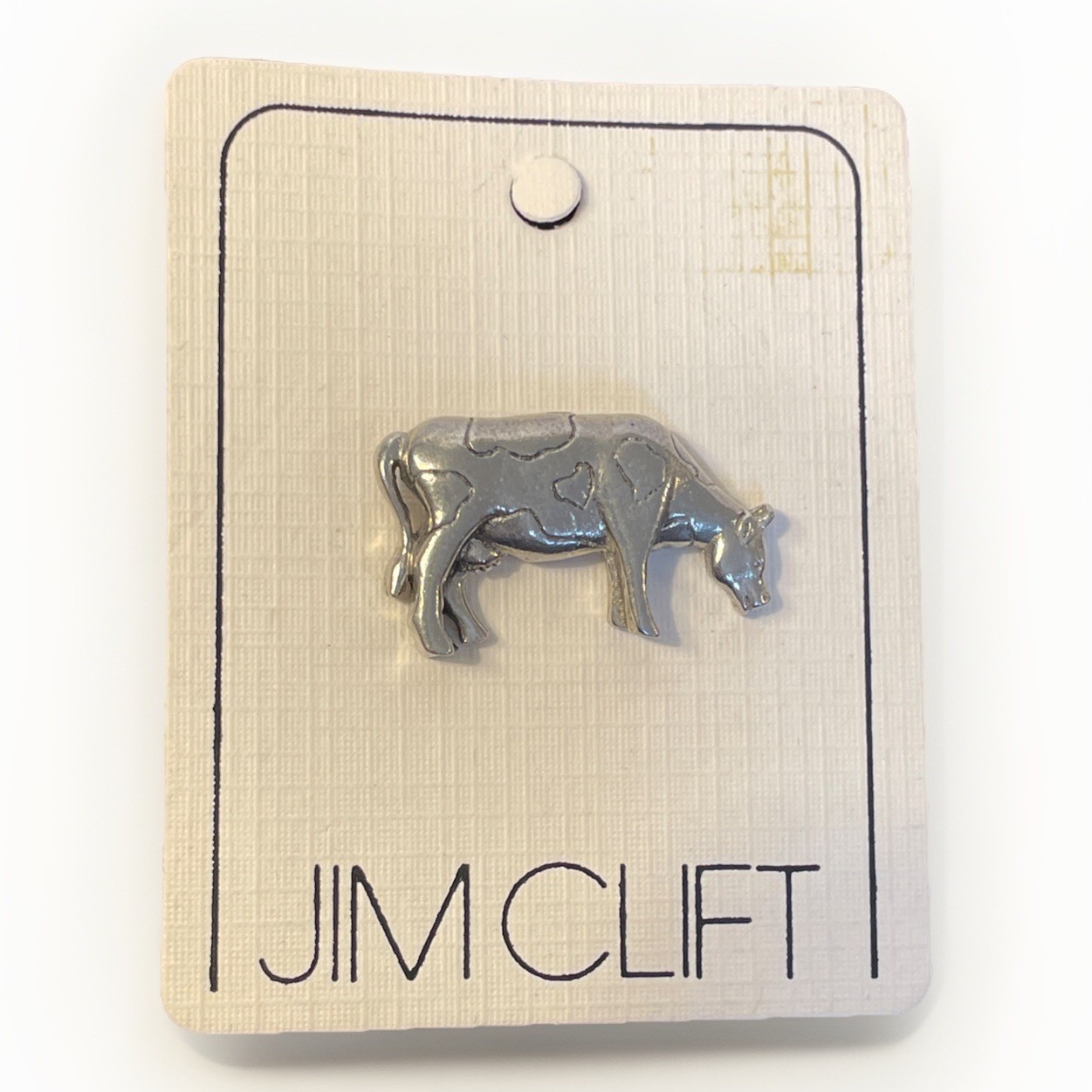 Vintage Jim Clift Pewter Cow Lapel Pin Farm Animal