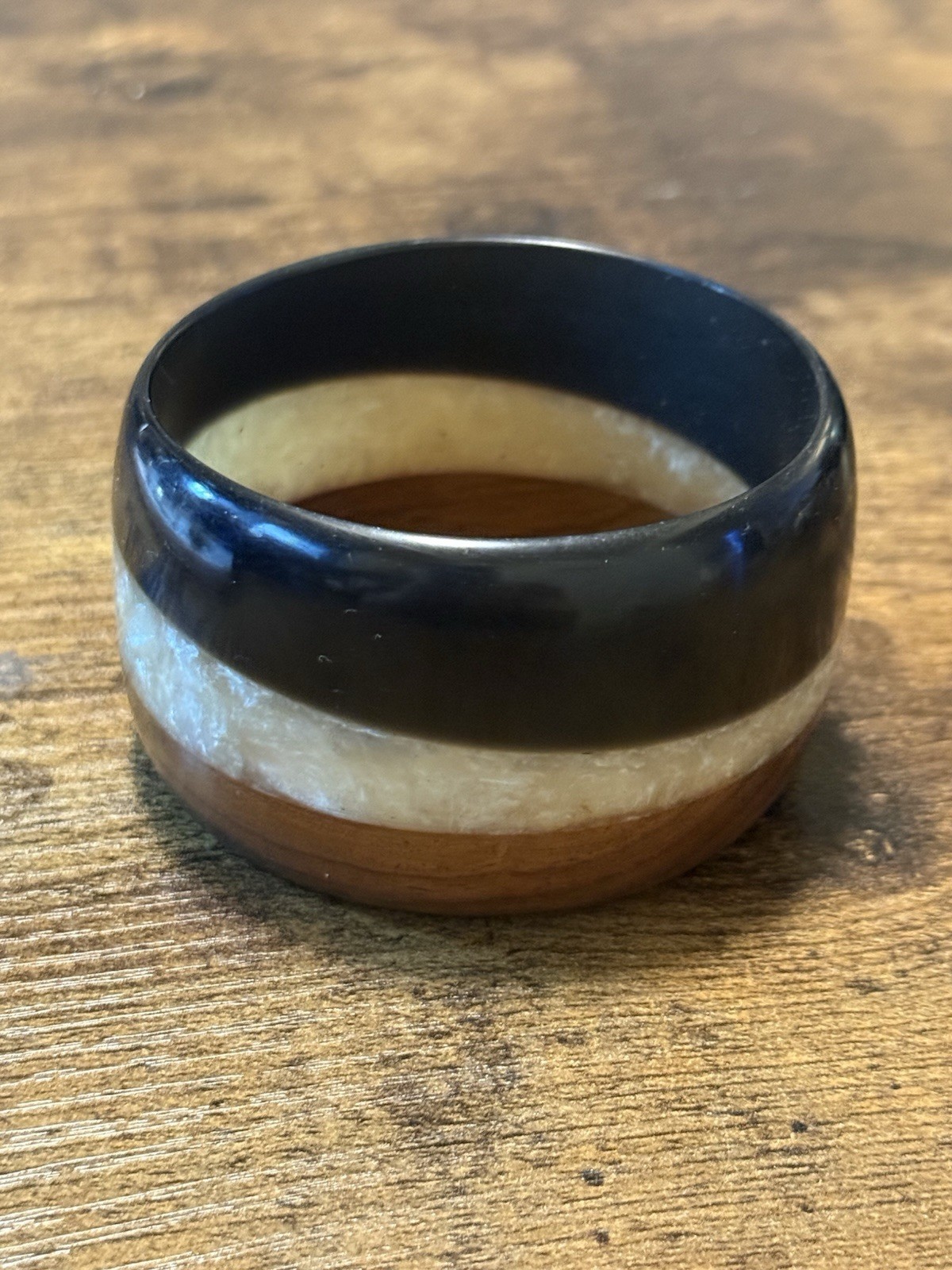 Vintage Lucite And Wood Bangle Bracelet