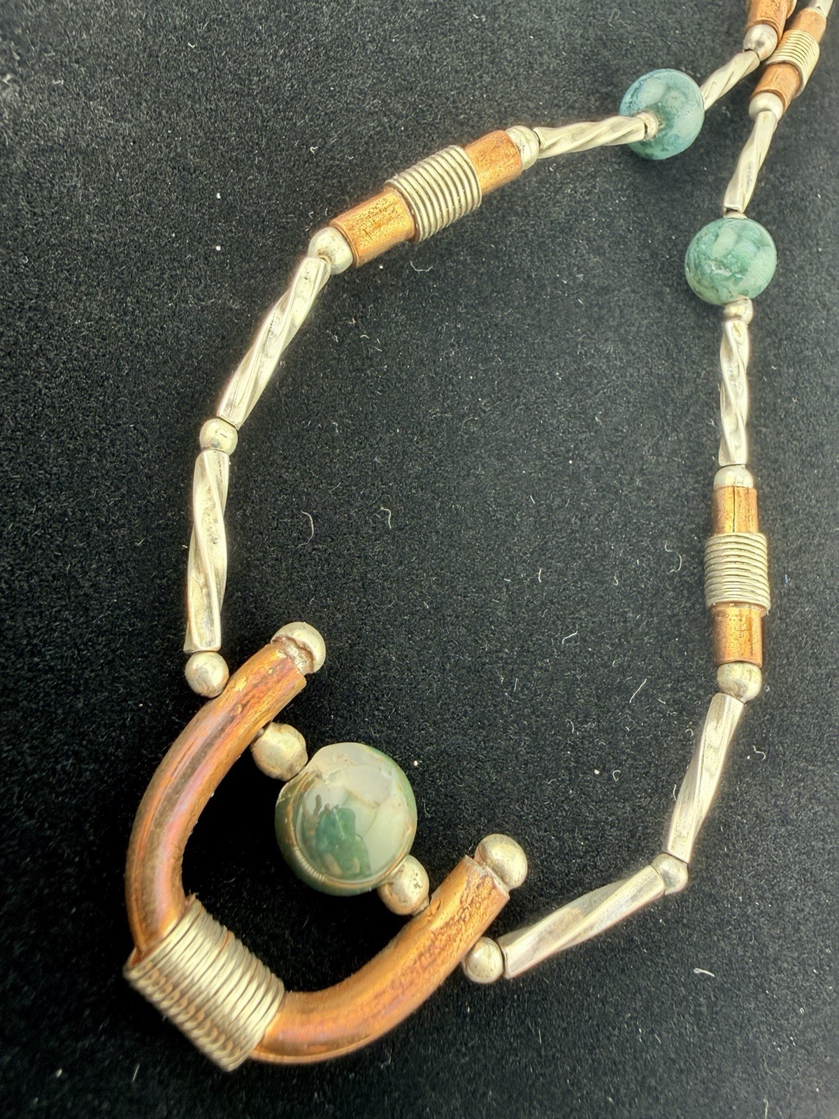 Los Castillo 925 Silver & Copper Vintage Unique Necklace 18” MCM RARE! BG
