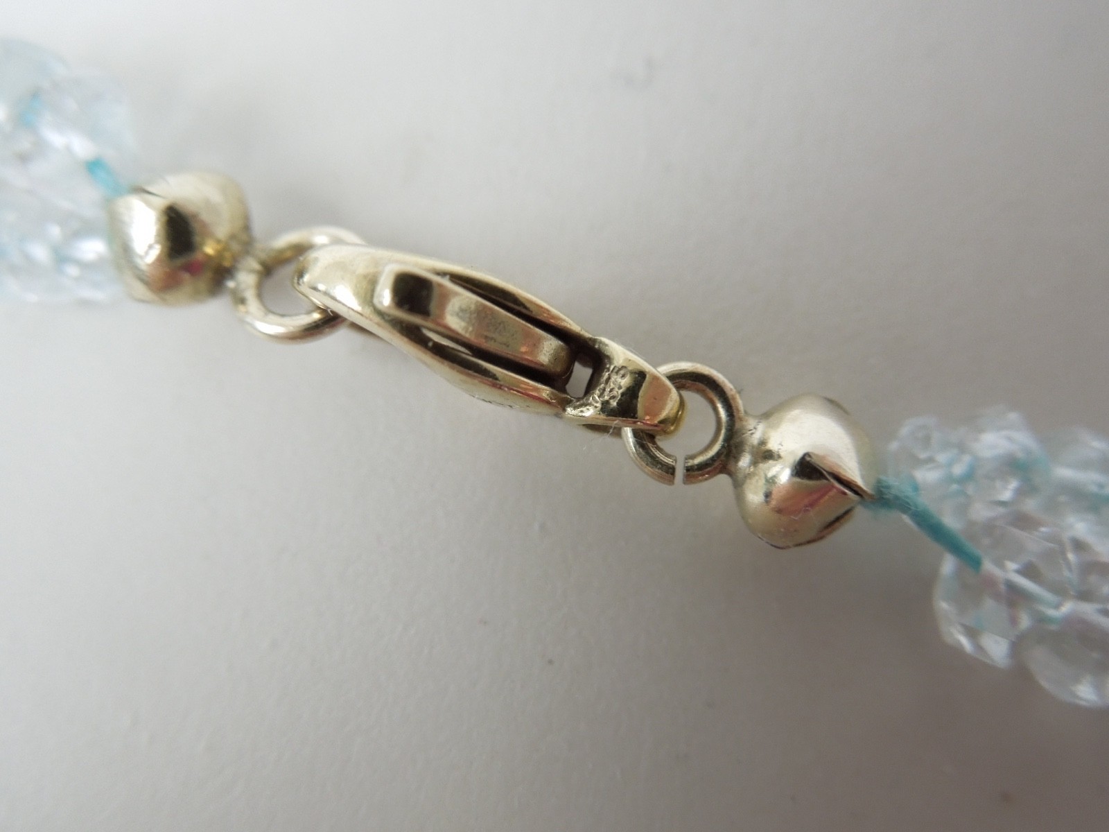 Aquamarine Necklace 375 Gold 2 Strand Faceted Rondelle 19,1 g/45 cm/Ø 0,3-0,4cm