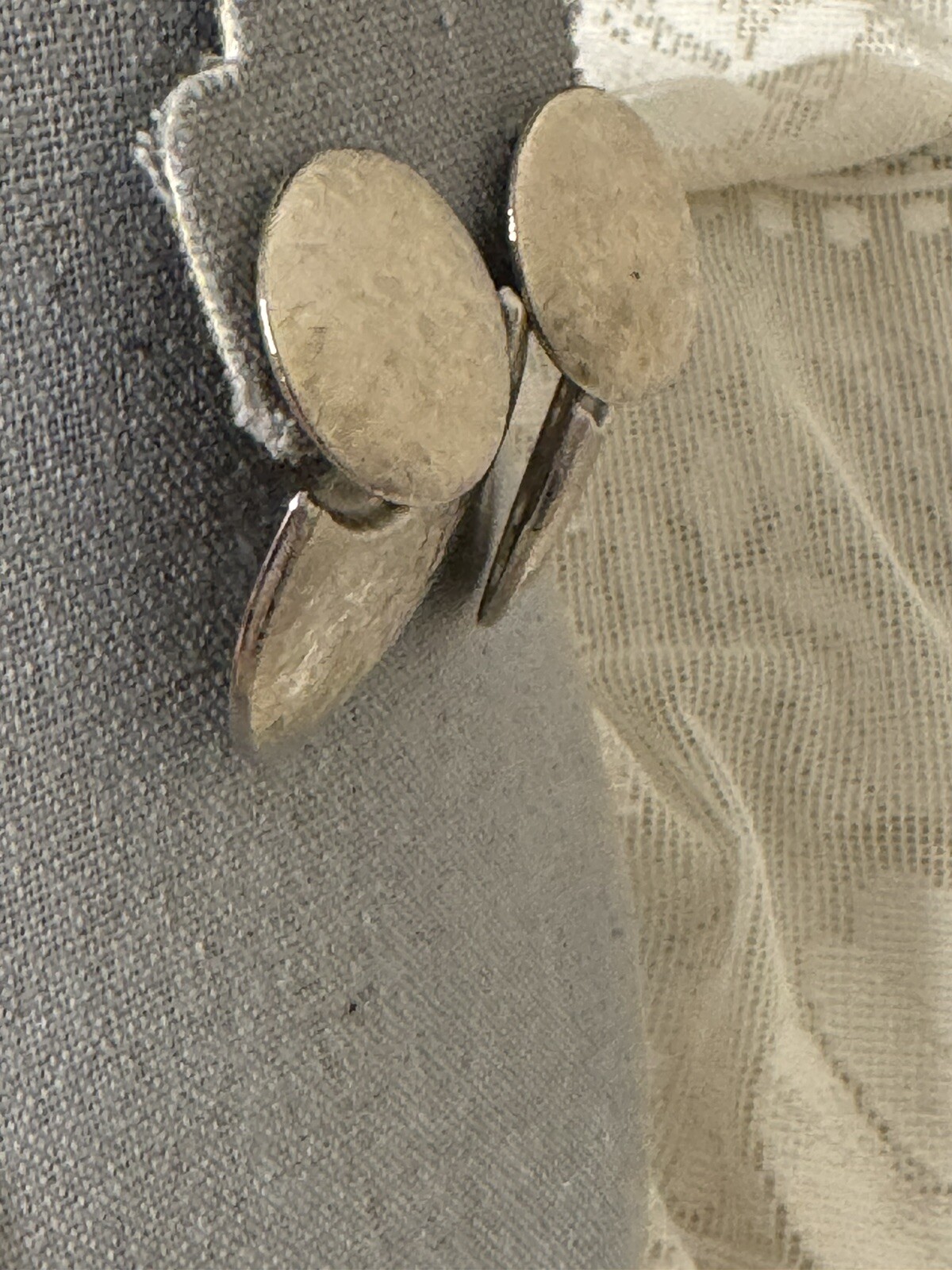 Vtg Pair Earrings Textured Door Knocker And Double Disc Pierced – Aluminum Metal