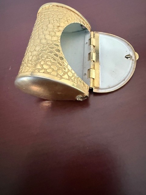 Vintage Guilloche Enamel Gold Finish Pillbox Purse/Necklace