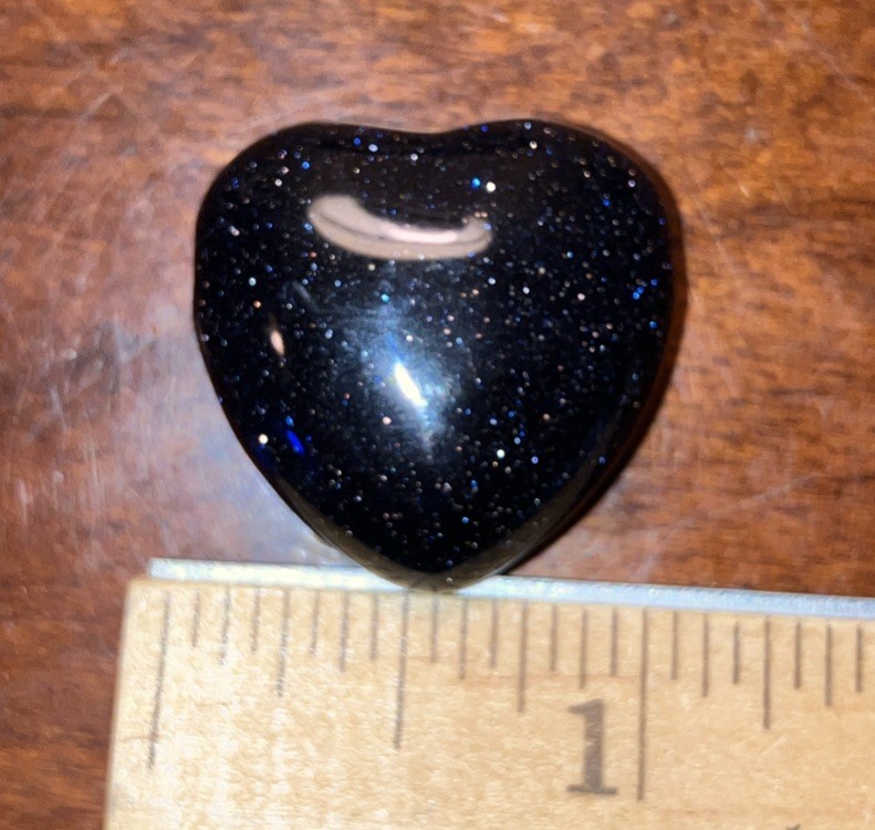 Heart Shaped Pendant Goldstone Dark Blue Sparkling Silica Glass
