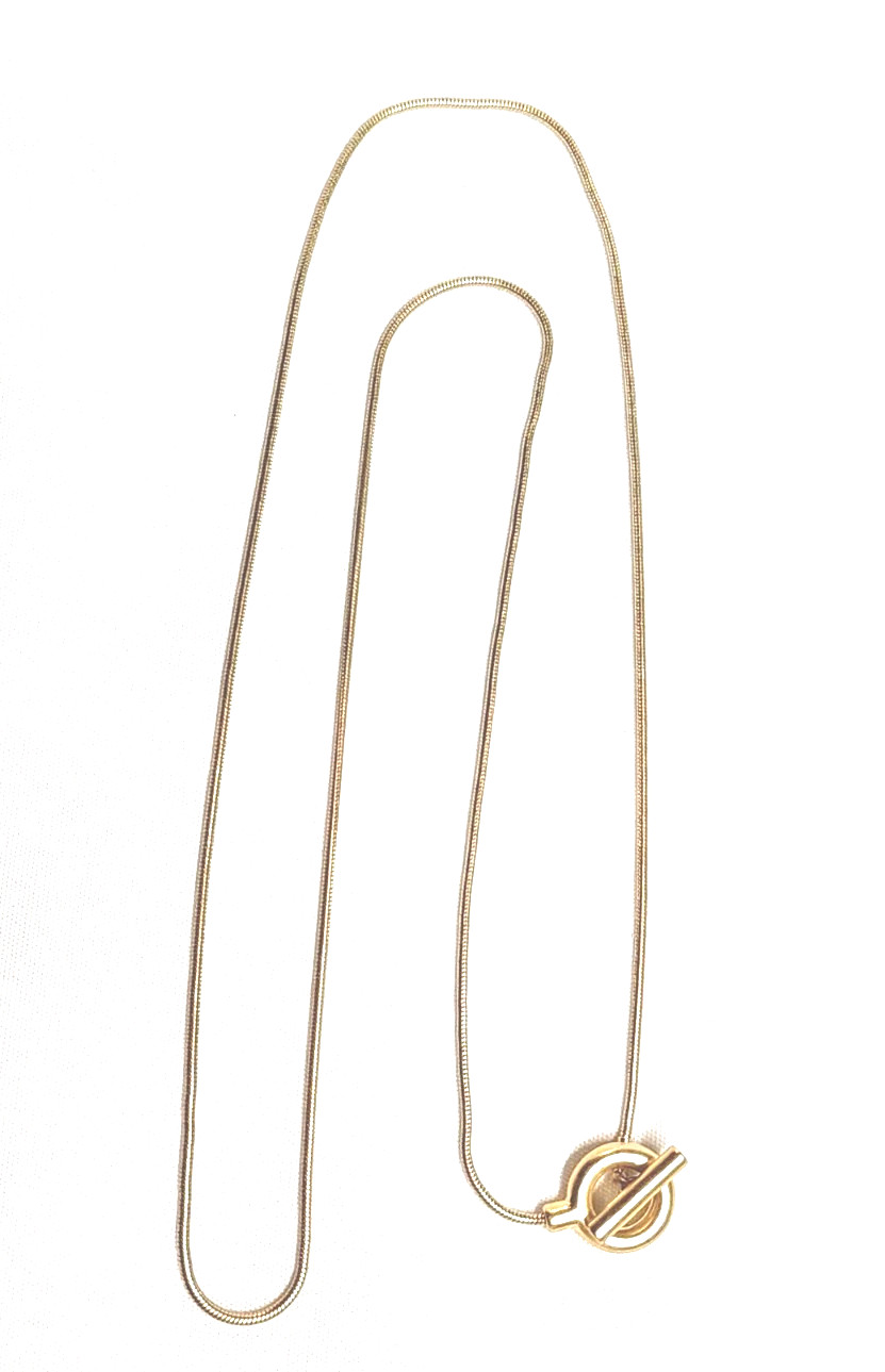 Matte Gold-Tone Snake Serpentine Chain Necklace Toggle Pendant Closure 27″ EUC