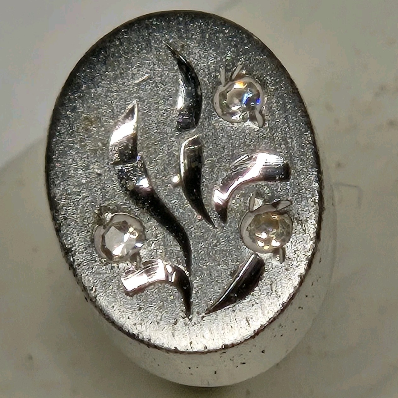 Vintage Anson Sterling Silver Tie Tack Modernist Abstract Rhinestone Pin T-Bar